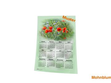 Stoff-Kalender 2025 mit verschiedenen Blumen-Motiven