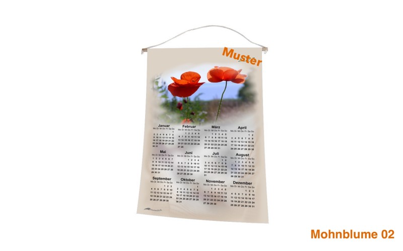 Stoff-Kalender 2025 mit verschiedenen Blumen-Motiven