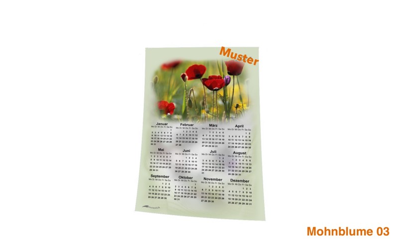 Stoff-Kalender 2024 mit verschiedenen Blumen-Motiven