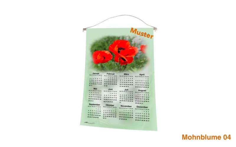 Stoff-Kalender 2025 mit verschiedenen Blumen-Motiven