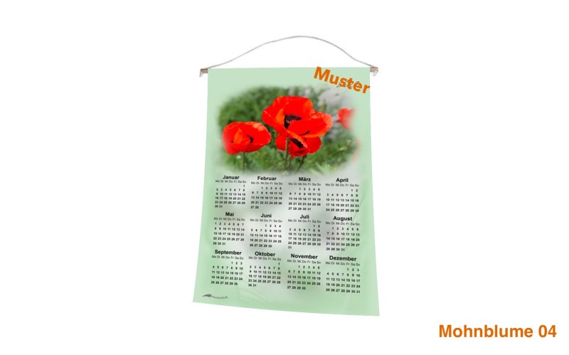 Stoff-Kalender 2024 mit verschiedenen Blumen-Motiven