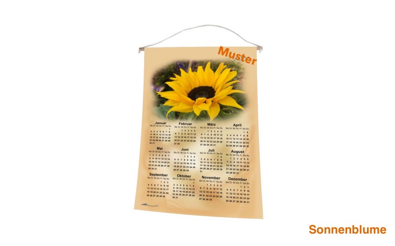 Stoff-Kalender 2025 mit verschiedenen Blumen-Motiven