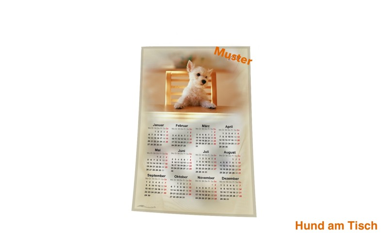 Stoff-Kalender 2025 mit verschiedenen Hunde-Motiven