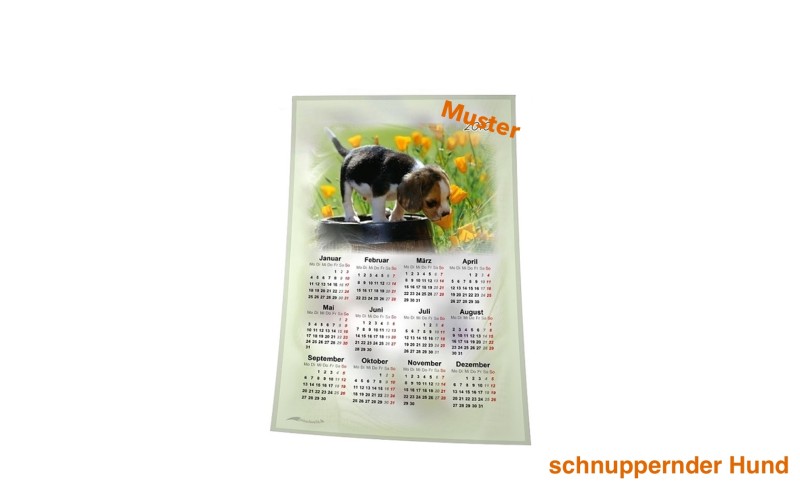 Stoff-Kalender 2025 mit verschiedenen Hunde-Motiven