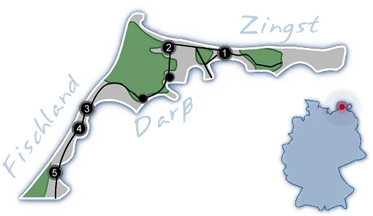 Karte Halbinsel Fischland-Darß-Zingst